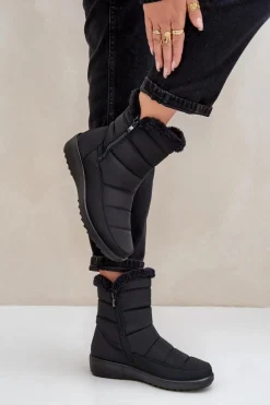 Śniegowce Damskie Na Zamek Z Futerkiem Czarne Fiorittia