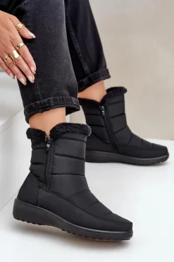 Śniegowce Damskie Na Zamek Z Futerkiem Czarne Fiorittia