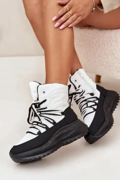 Śniegowce Damskie Na Zamek Big Star SS274060 Biało-Czarne