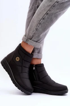 Śniegowce Damskie Ocieplane Czarne Helis