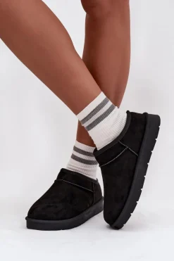 Śniegowce Damskie Ocieplane Futerkiem Czarne Serenne