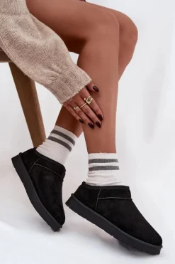 Śniegowce Damskie Ocieplane Futerkiem Czarne Serenne