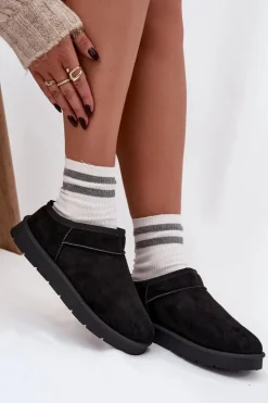 Śniegowce Damskie Ocieplane Futerkiem Czarne Serenne