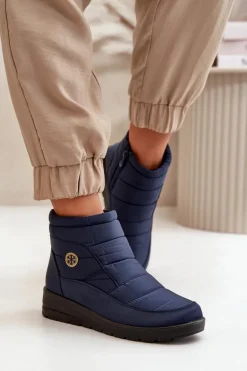 Śniegowce Damskie Ocieplane Granatowe Helis