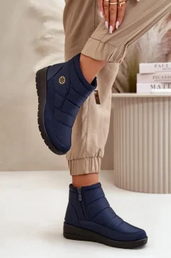 Śniegowce Damskie Ocieplane Granatowe Helis