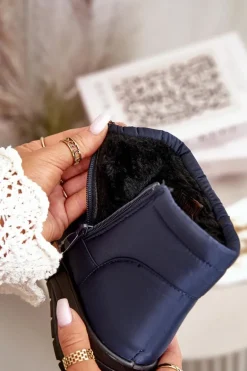 Śniegowce Damskie Ocieplane Granatowe Helis