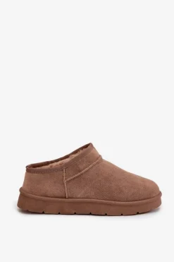 Śniegowce Damskie Ocieplane Futerkiem Brązowe Serenne