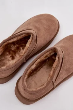 Śniegowce Damskie Ocieplane Futerkiem Brązowe Serenne