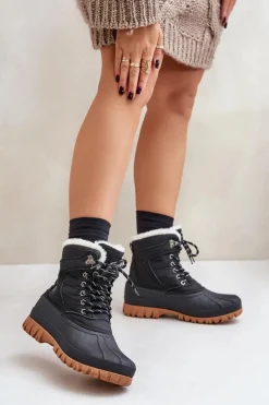 Śniegowce Damskie Sznurowane Z Futerkiem Lee Cooper LCJ-24-44-2868 Czarne