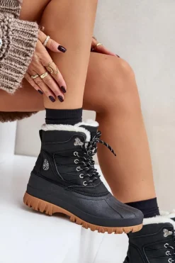 Śniegowce Damskie Sznurowane Z Futerkiem Lee Cooper LCJ-24-44-2868 Czarne