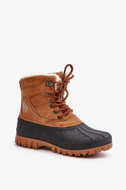 Śniegowce Damskie Sznurowane Z Futerkiem Lee Cooper LCJ-24-44-2869 Camel