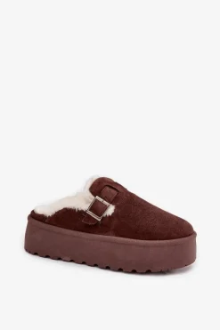 Śniegowce Damskie Z Futerkiem I Klamrą Na Platformie Czekoladowe Jessina