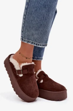 Śniegowce Damskie Z Futerkiem I Klamrą Na Platformie Czekoladowe Jessina