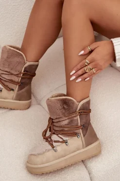 Śniegowce Damskie Z Futerkiem D.Franklin DFSH370012 Beżowe