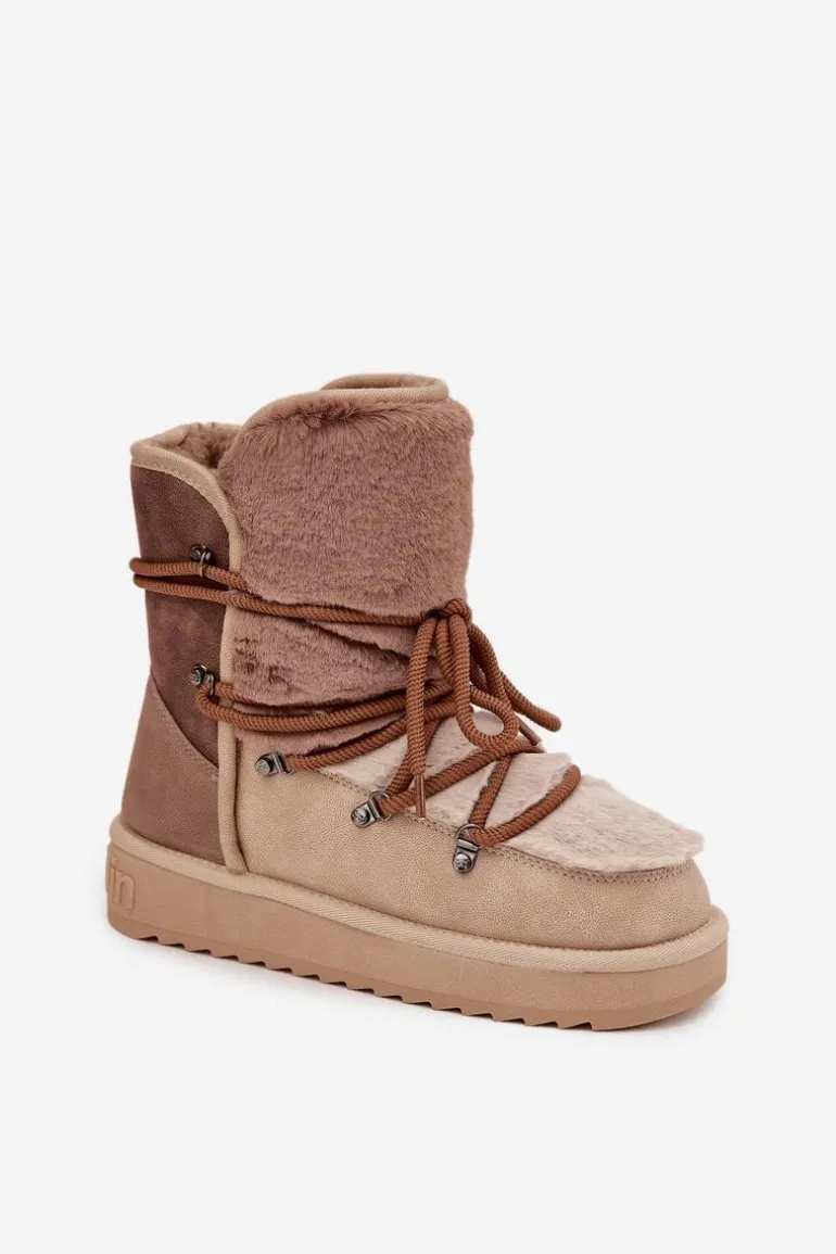 Śniegowce Damskie Z Futerkiem D.Franklin DFSH370012 Beżowe