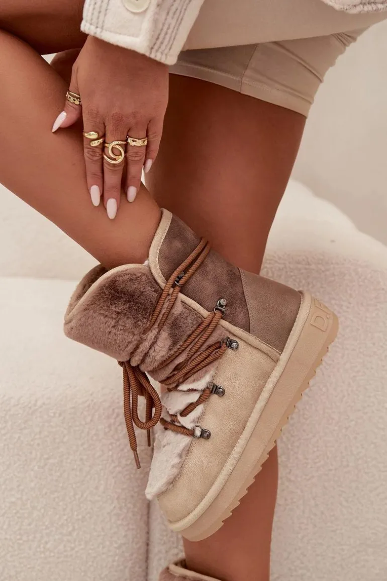 Śniegowce Damskie Z Futerkiem D.Franklin DFSH370012 Beżowe