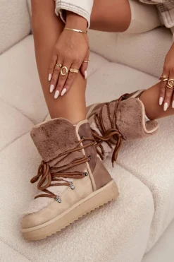 Śniegowce Damskie Z Futerkiem D.Franklin DFSH370012 Beżowe