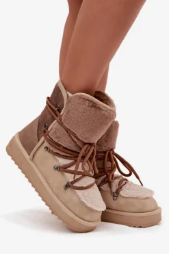 Śniegowce Damskie Z Futerkiem D.Franklin DFSH370012 Beżowe