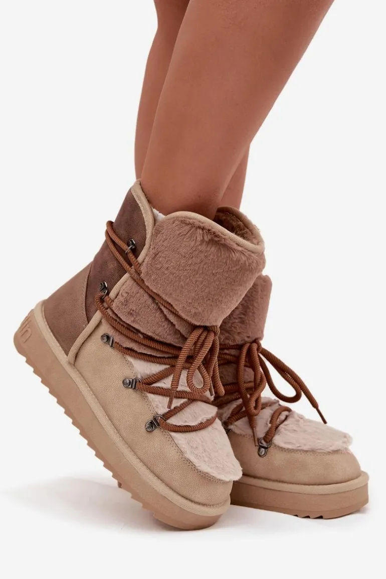 Śniegowce Damskie Z Futerkiem D.Franklin DFSH370012 Beżowe