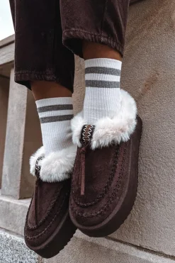 Śniegowce Damskie Z Futerkiem Na Platformie Czekoladowe Rosmira