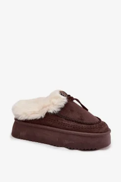 Śniegowce Damskie Z Futerkiem Na Platformie Czekoladowe Rosmira