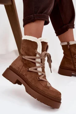 Śniegowce Damskie Z Kożuszkiem Camel Irmara