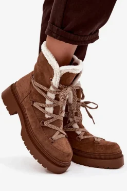 Śniegowce Damskie Z Kożuszkiem Camel Irmara