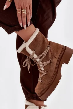 Śniegowce Damskie Z Kożuszkiem Camel Irmara