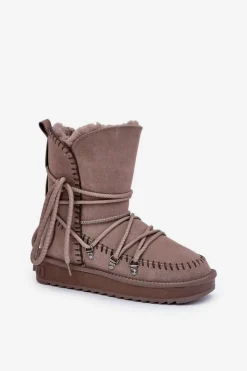 Śniegowce Damskie Z Naturalnego Zamszu D.Franklin DFSH375004 Taupe