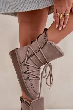Śniegowce Damskie Z Naturalnego Zamszu D.Franklin DFSH375004 Taupe