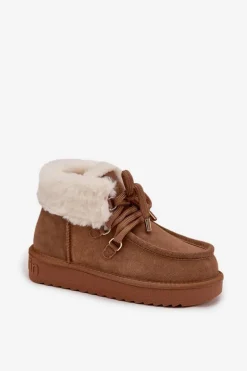 Śniegowce Damskie Z Naturalnego Zamszu D.Franklin DFSH375006 Camel