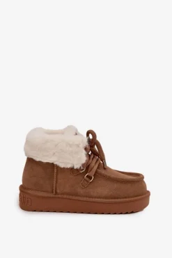 Śniegowce Damskie Z Naturalnego Zamszu D.Franklin DFSH375006 Camel