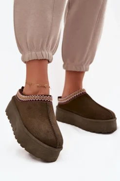 Śniegowce Damskie Z Ozdobnym Haftem Ciemnozielone Jenira