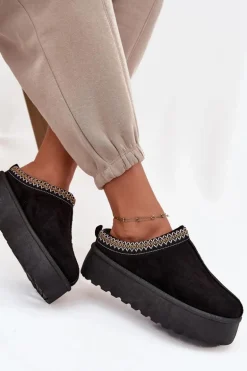 Śniegowce Damskie Z Ozdobnym Haftem Czarne Jenira