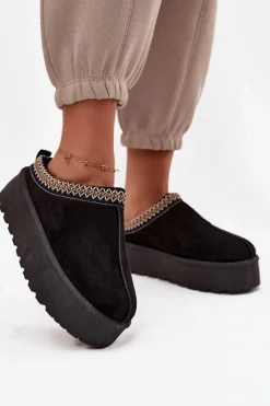 Śniegowce Damskie Z Ozdobnym Haftem Czarne Jenira