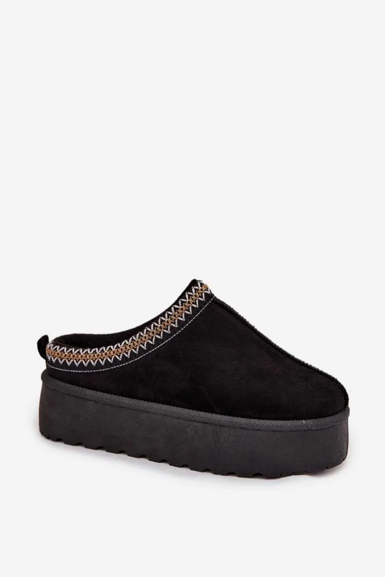 Śniegowce Damskie Z Ozdobnym Haftem Czarne Jenira