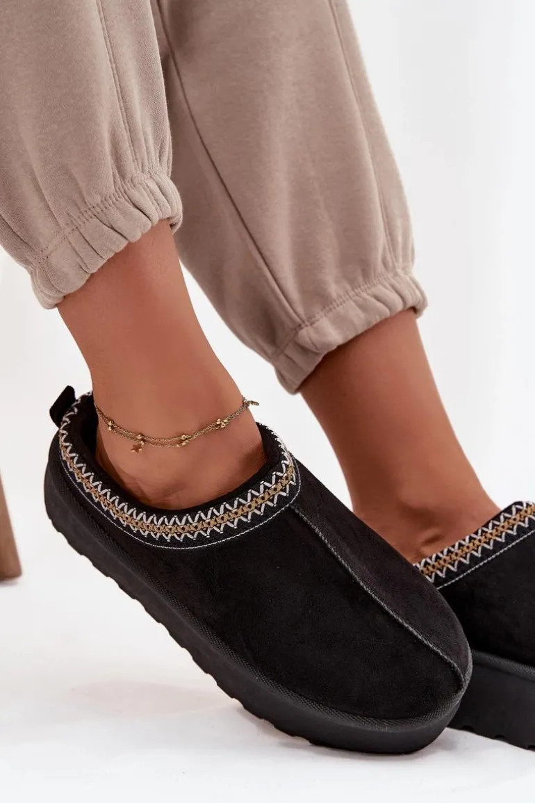 Śniegowce Damskie Z Ozdobnym Haftem Czarne Jenira