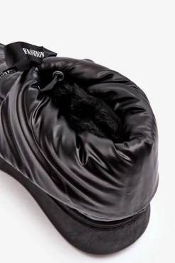 Śniegowce Damskie Z Ozdobnym Wiązaniem Czarne Siracna