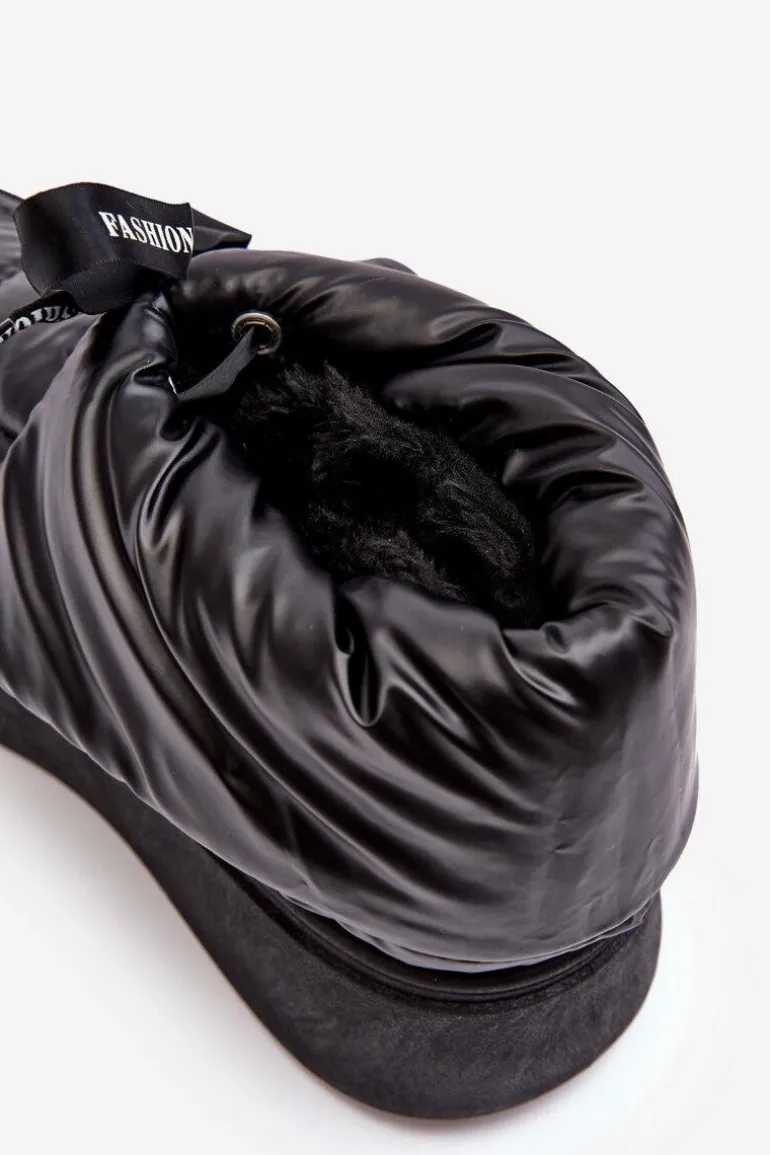 Śniegowce Damskie Z Ozdobnym Wiązaniem Czarne Siracna