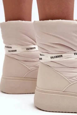 Śniegowce Damskie Z Ozdobnym Wiązaniem Jasnobeżowe Siracna