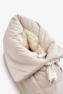 Śniegowce Damskie Z Ozdobnym Wiązaniem Jasnobeżowe Siracna