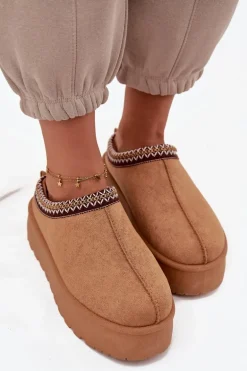 Śniegowce Damskie Z Ozdobnym Haftem Camel Jenira