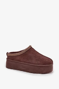 Śniegowce Damskie Z Ozdobnym Haftem Czekoladowe Jenira