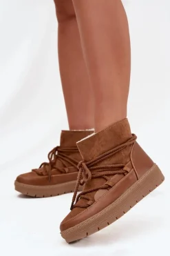 Śniegowce Damskie Z Wiązaniem Camel Rebekah