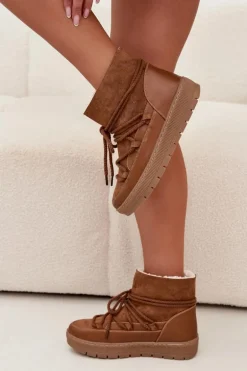 Śniegowce Damskie Z Wiązaniem Camel Rebekah