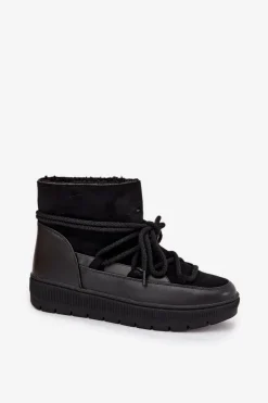 Śniegowce Damskie Z Wiązaniem Czarne Rebekah