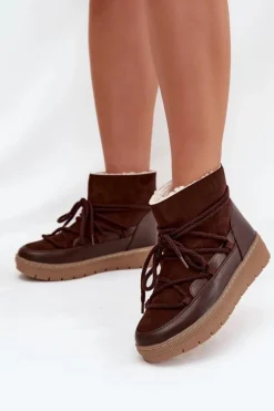 Śniegowce Damskie Z Wiązaniem Czekoladowe Rebekah