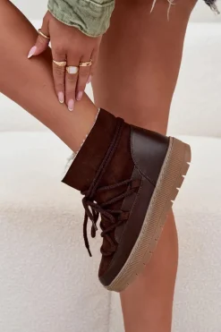 Śniegowce Damskie Z Wiązaniem Czekoladowe Rebekah