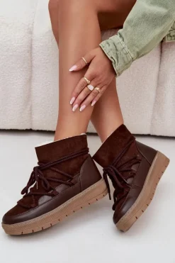 Śniegowce Damskie Z Wiązaniem Czekoladowe Rebekah