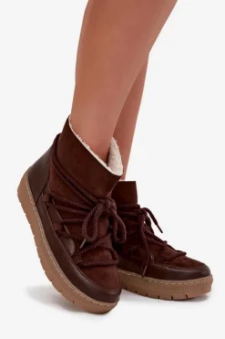 Śniegowce Damskie Z Wiązaniem Czekoladowe Rebekah